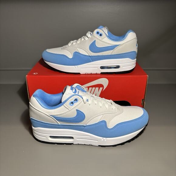 Nike Air Max 1 White University Blue UNC Retro Sneakers FD9082-103 Mens Size 8 - Picture 1 of 7